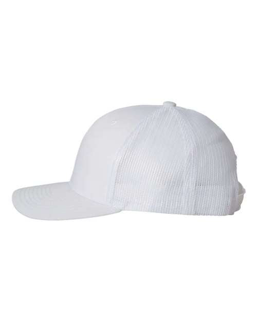 Yupoong 6606 snapback trucker hat in White, angled side view.
