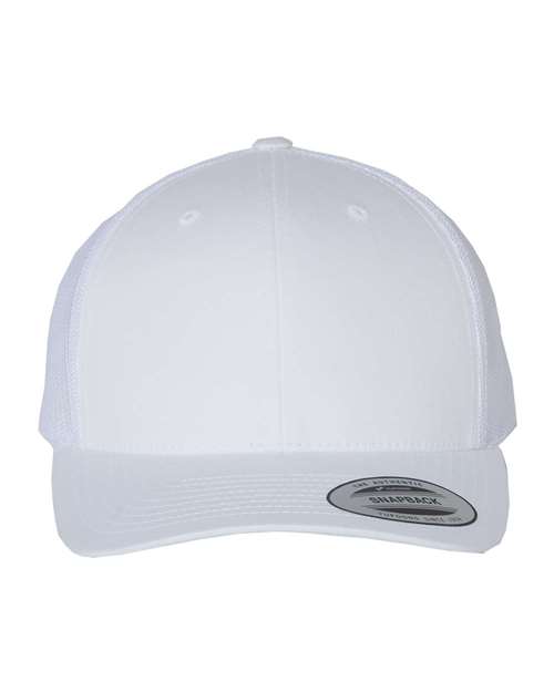 Yupoong 6606 snapback trucker hat in White, front view.