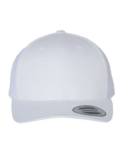 Yupoong 6606 snapback trucker hat in White, front view.